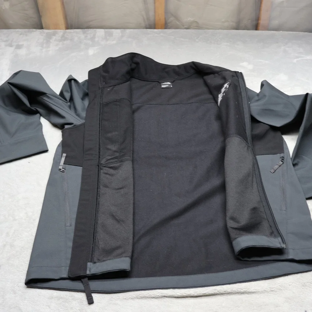 North Face Jacket Mens Large Black Castle Rock Softshell‎ Wind Resistant LOGO
